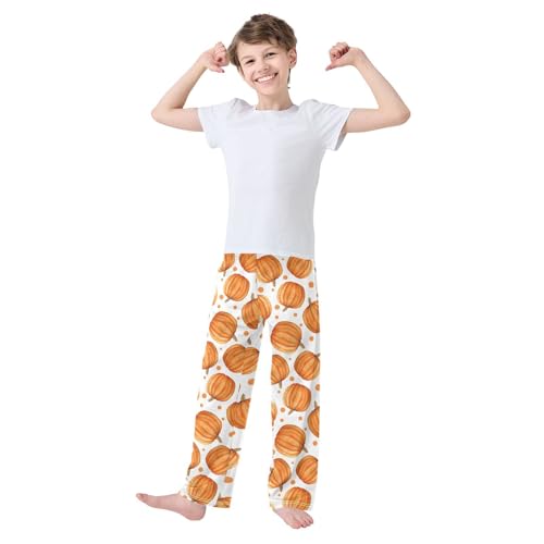 Boys' Pants Orange Pumpkins with Dots Long Bottoms Jogger Pants Elastic Waist Trousers with Pockets S-XL2