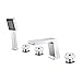 Produktbild Decck Deck Halterung Wasserfall Badewanne Wasserhahn Moderne 5-Loch Badewanne Dusche-Mischer-Hahn In Chrom-Finish Waschbecken Becken Set Hand Schlauch Wasserhähne for Villa Hotel Duscheck