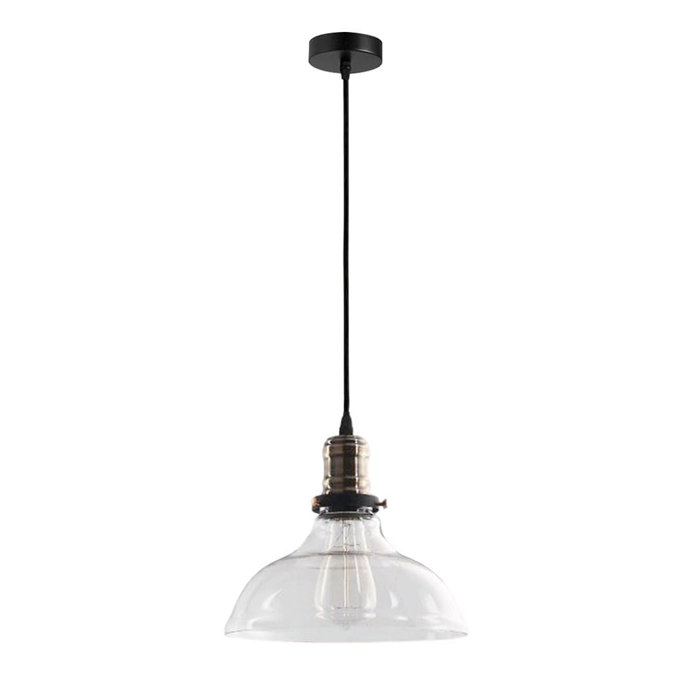 Lantanb A Merican Country Style Chandelier,E26 Base Single-Head Hanging Light,Creative Hat-Shaped Glass Pendant Lamp Lampshade,Barn Restaurant Coffee House Decorative Lighting Fixtures