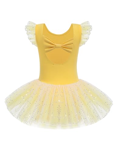Body Tutu Bambina Tutu Da Ballerina Per Bambine - Body Con Gonna Tulle E Paillettes - Maniche A Volant Costumi Danza Contemporanea - Foto 8
