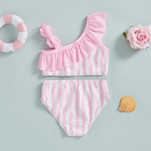 Toddler Girl Swimsuit 2 Pieces Ruffled Floral Print Knotted Swim Top and Bottom Tankini Crop Tops Tutu Shorts Set3