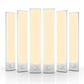 6 Pack Under Cabinet Lights Wireless, 32 LED Motion Sensor Light Indoor Rechargeable Magnetic Closet Lights Battery Operated, Under Counter Lights for Kitchen, Wardrobe, Stairs, Warm Light