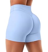 YEOREO Women Workout Yoga Shorts 4.5" No Front Seam Hidden Scrunch Almiy High Rise Buttery Biker ...