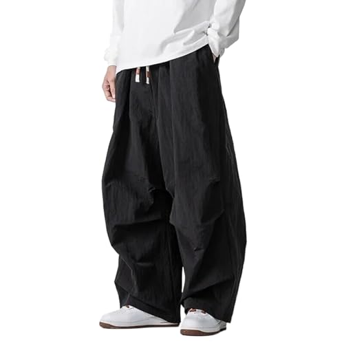 American Style Cargo Pants Casual Mens Spring Summer Male Harem Loose Elastic Waist Wide Leg Trouser