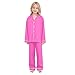 ODAWA Button-Down Satin Pajama Sets Fashion Pink 2 Piece Lounge Sets 7-8Y