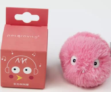 Interactive Cat Toy Balls with Sounds, Plush Catnip Balls with Smart trigger, Lifelike Animal Chirping Cat Balls, Refillable Catnip Toys for Cats, Gifts for Cats/Dogs (Pink)