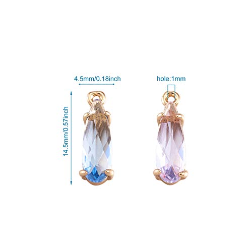 Fashewelry 50Pcs Teardrop Faceted Glass Pendants Mixed Colors Crystal Glass Dangle Oval Drop Bead Charms With Golden Open Back Settings For Jewelry Craft Making #TOP2