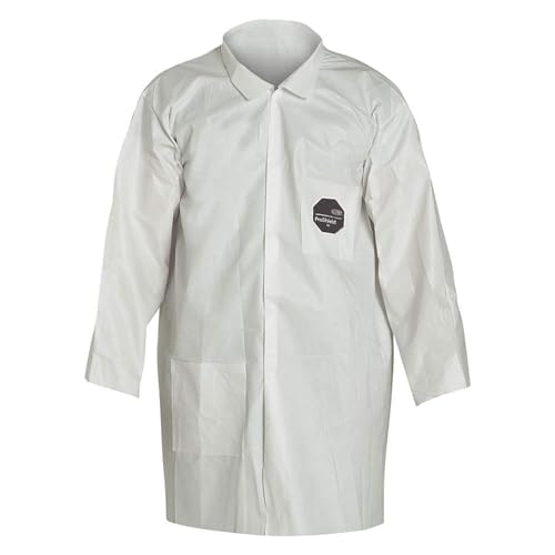 Dupont NG212SWH3X003000 ProShield NexGen Lab Coat with Collar Open Wrists Extends Below Hip, Front Snap Closure, 3X-Large, White (Pack of 30)