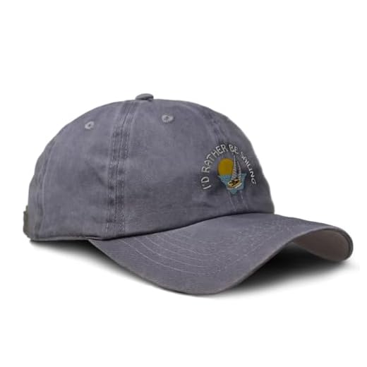 Vintage Washed Hat I'd Rather Be Sailing Captain Embroidery Cotton Dad Hats for Men & Women Buckle Closure Grey