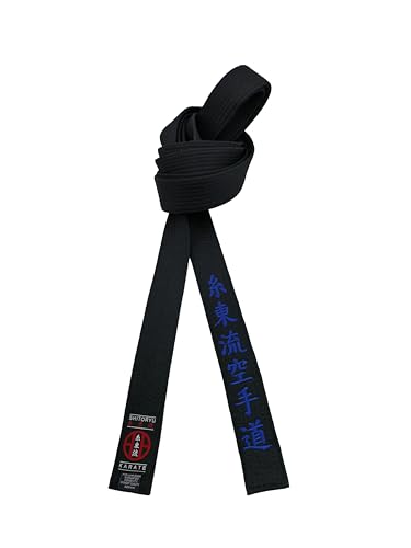 Shito-Ryu Karate - Cinturón negro de karate de 4 cm de ancho, cinturón japonés bordado unisex al por mayor, negro, 300cm