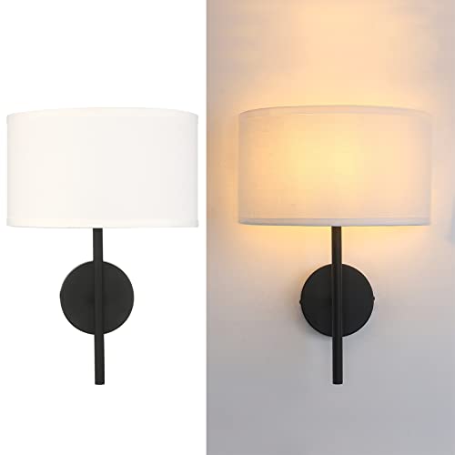 Yosoan Modern Indoor Bedside Night Wall Lamp Fixture, Vintage Industrial Semi Circular Short Pole With Square Fabric Shade For Reading Bedroom Living Room Dinning Room Hotel(Black) #TOP5