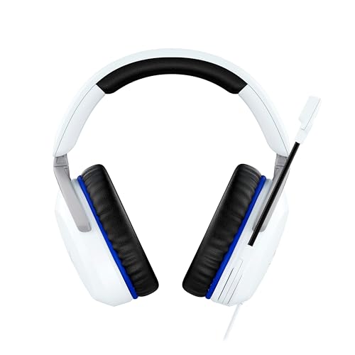 HyperX Cloud Stinger 2 pour PlayStation, Casque Gaming Filaire PS5/PS4/PC, DTS Headphone:X Spatial Audio, Haut parleurs 50 mm, Micro antibruit avec Mute par pivotement, Léger, Blanc et Bleu