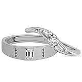 Meissa Anillos de Compromiso de Plata 925 Pareja Alianzas Ajustables Mujer 3.5mm & Hombre 4.6mm Joyas de Pareja para Boda Aniversario San Valentín Regalo para Ella y Él, Juego de dos anillos