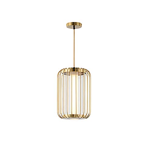 Petit lustre moderne en forme de cage dorée au fini métallique haut de gamme