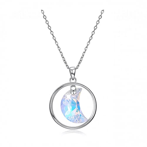 Colliers pour femmes lune ronde en cristal orange pour pendentif mariage