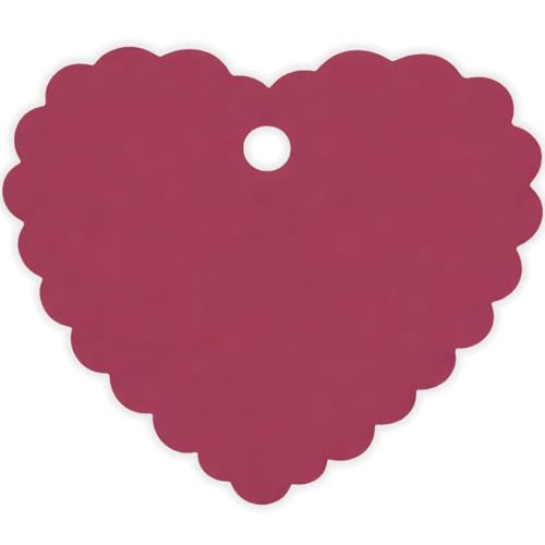 Image of CVANU (50-PCS) Decorative Heart Shape Color Paper Tags & Finish Cut Hole for Hanging with Jute Rope for Gift & DIY Crafts| Message Note| Labeling & Writable (2.16x2.36inch) Maroon
