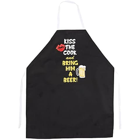 Attitude Aprons Fully Adjustable Kiss The Cook and Bring Him A Beer Apron-Black Cover