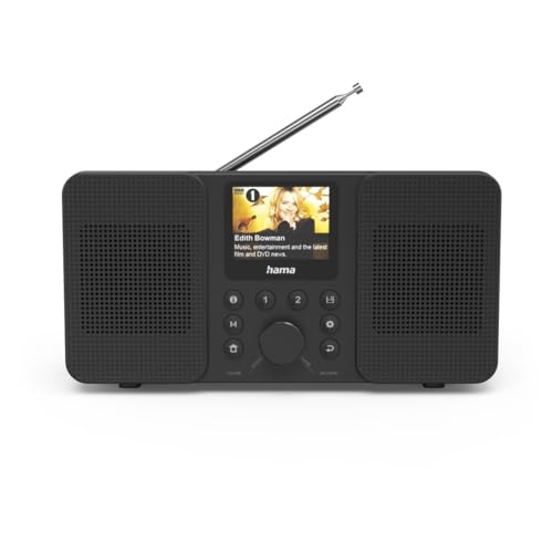 Hama Digitalradio (Internetradio, Radio mit Bluetooth, DAB, DAB+, FM, Dual Band, Radiowecker, 2 Weckzeiten, Fernbedienung per App, rauschfrei, Farb-Display, Stereo Lautsprecher, Drehregler) schwarz
