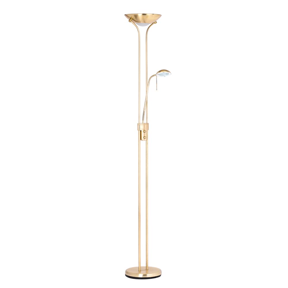LITECRAFT Mother & Child Floor Lamp 2 Arm with Bulbs - (Satin Brass)