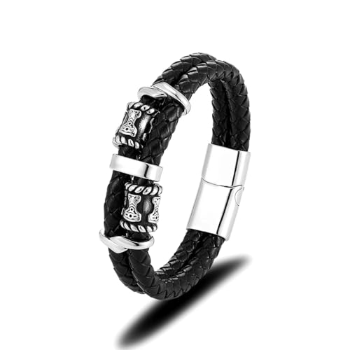 Bracelet en cuir pour homme style nordique et bijoux vikings élégants