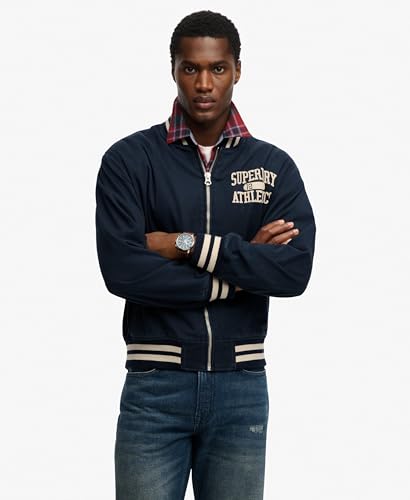 SUPERDRY Twill Varsity Bomber JKT Abrigo, Eclipse Navy, XXL Unisex Adulto