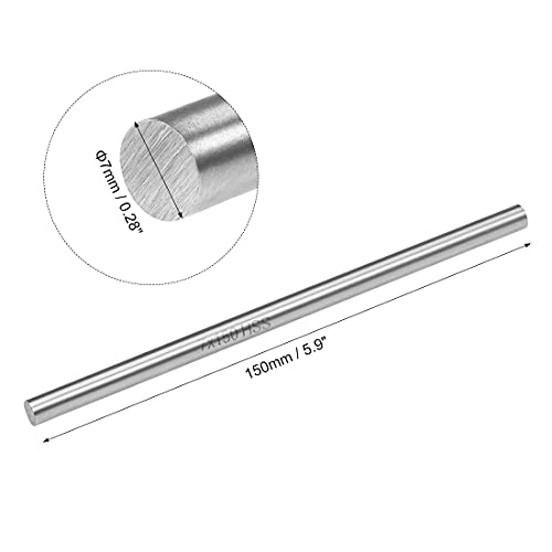 Uxcell Round Steel Rod, 7Mm Hss Lathe Bar Stock Tool 150Mm Long, For Shaft Gear Drill Lathes Boring Machine Turning Miniature Axle, Cylindrical Pin Diy Craft Tool #TOP1