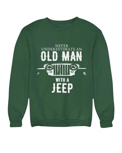 Fireknott | Old Man with a Jeep - Oversize Sweatshirt | 100% Cotton (in, Alpha, S, Bottle Green)
