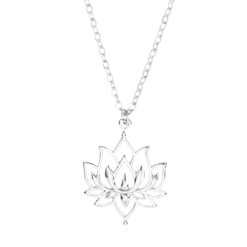 Generic 925 Sterling Silver Lotus Luna Flower Necklace For Women yoga jewelry decoration Lotus Pendant Necklaces Jewelry Charm and Aesthetic Accessories Infinity (Silver)