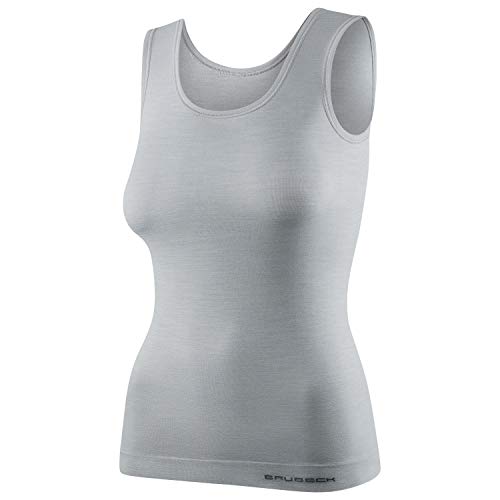BRUBECK Merino Sport Top damski bezszwowy – oddychająca koszulka funkcyjna damska bez rękawów z wełny merynosowej na lato – regulująca temperaturę, bezszwowa, przyjazna dla skóry