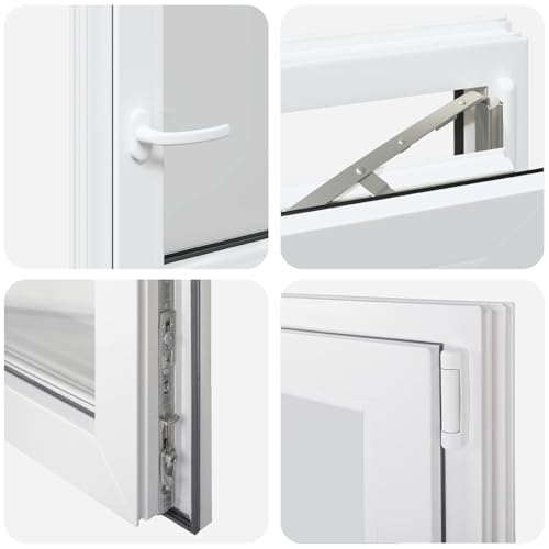 Miniatura 6 de Vidaxl Ventana De Sótano Risor 50 X 50 Cm Pvc Y Vidrio Blanco, Sótano, Aislante Térmico Moderno Y Duradero Para Ventanas Eficientes, Accesorios De Vidrio Pvc Aislantes
