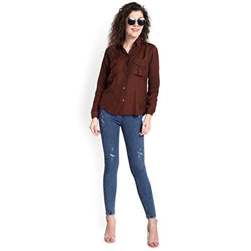 Image of C.Cozami Casual Long Sleeves Double Pocket Women's Rayon Shirts