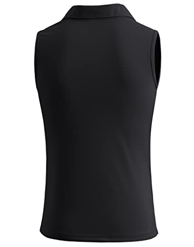Image of SANTINY Girls' Sleeveless Golf Shirt V-Neck Quick Dry Tennis Tank Tops Golf Clothes Collared Polo Shirts for Girl