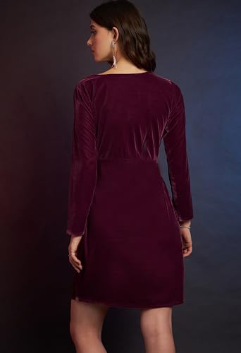 Image of ALL YOURS Womens Ravishing Velvet Slim Fit Party Dress for Women|Valentine Dress for Women|midi Dress for Women|Short Dresses for Women|Dresses for Women|Bodycon Dresses for Women|Bodycon Dresses