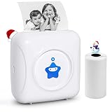 Mini imprimante, imprimante thermique portable pour systèmes Android et iOS, mini imprimante photo de poche Bluetooth avec papier d'impression, 300 DPI sans encre pour étiquettes de reçus photo