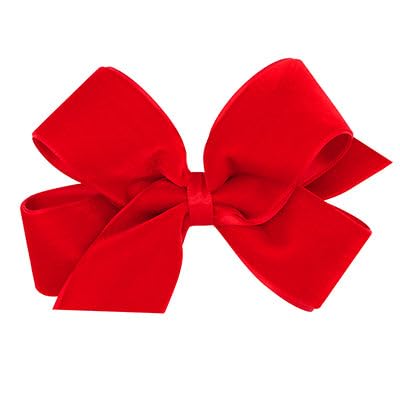 Wee Ones Girls' Classic Velvet Bow with Satin Lining, Satin Lining, For All Hair Types, Medium, Red