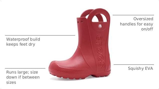 Image of Crocs Kids' Handle It Rain Boots | Waterproof Slip On Shoes | Kids' Rain Boots