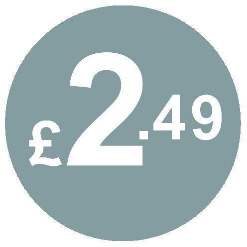 From 99p to £10 - Pack of 200 Silver 20mm Price Stickers/Sticky Labels - 40 Different Prices To Choose From (Silver £2.49)