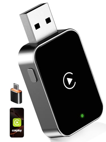 PURSPIR Wireless CarPlay Adapter UK 2025 Upgrade Car Play Adapter for Converting Wired to Wireless, USB/Type-C Plug & Play Stable Connection, No Latency, Compatible with iPhone iOS 10+