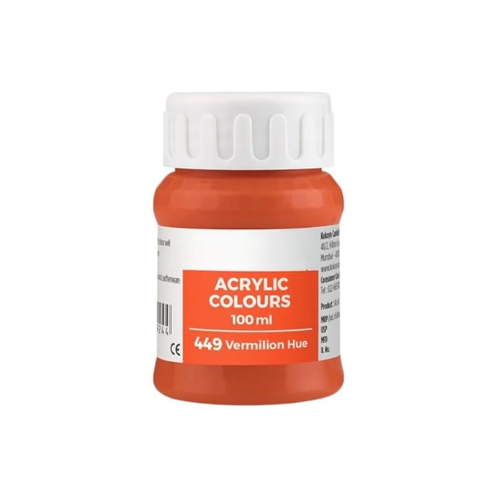 Image of Acrylic Colour (Fabric Colour) | 100 ml.- 100ml, Multi-Surface, Skin-Friendly & Vegan | (449 Vermilion)