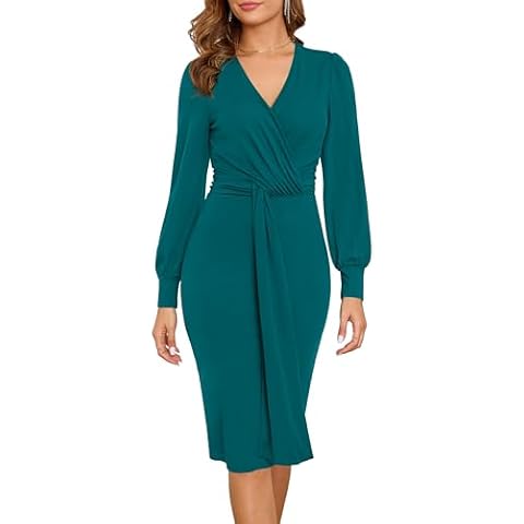 Zattcas Women 2024 Faux Wrap Midi Dress Cover