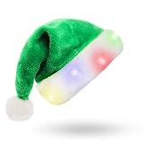 RichDeer Adultos Sombrero de Navidad de Ciervos, Gorro de Papá Noel con Diseño de la Lámpara LED, Suave Sombrero de Navidad,Fiesta de Navidad de Año Nuevo Sombrero de Papá Noel