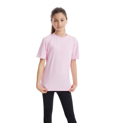 5 Packs Girls Athletic Shirts Short Sleeve Active T-Shirts Dry Fit, Sports Workout Shirts for Kids Teens2