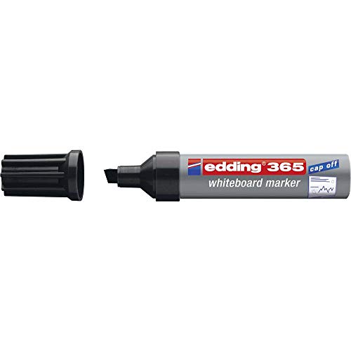 edding 365 Whiteboardmarker - schwarz - 1 Whiteboard Stift - Keilspitze 2-7 mm - für Whiteboard, Glas, Schreibtafel, Flipchart - trocken und rückstandsfrei abwischbar, trocknet nicht aus