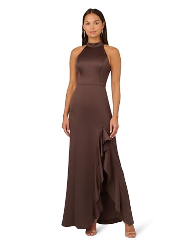 Image of Adrianna Papell Women's Halter Slim Coulmn Gown