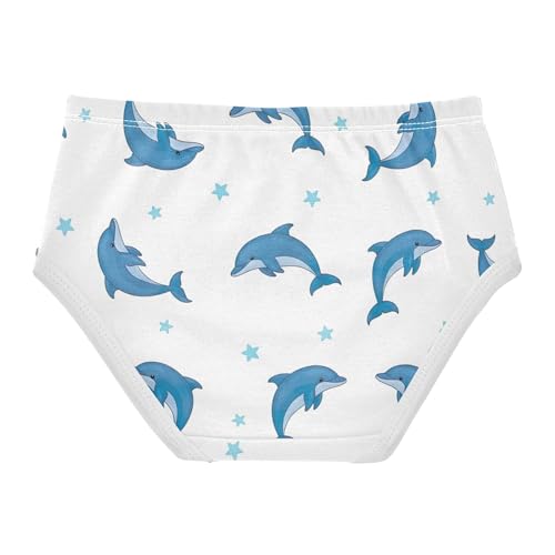 Playful Blue Dolphins Stars White Girls Underwear Toddlers 2t Cotton Panties for Girl Personalized Kids Undies Briefs2