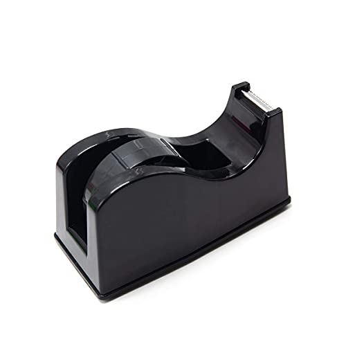 Desktop Tape Dispenser Adhesive Roll Holder (Fits 1" & 3" Core) with Weighted Nonskid Base Black image 2