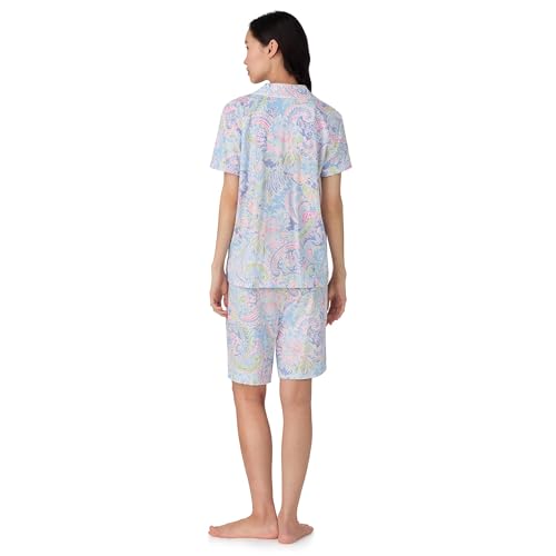 Lauren Ralph Lauren Women's Short Sleeve Notch Collar Bermuda Pj Set2