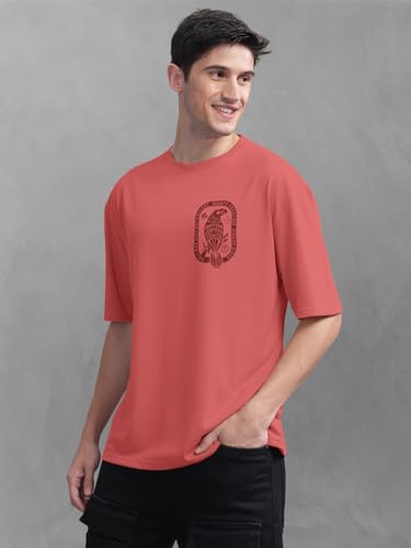 Image of BULLMER Trendy Front and Back Printed Oversized Round Neck T-Shirt for Men - Pack of 2