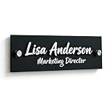 Auchic Custom Acrylic Office Door Sign, Personalized Name Plate with Logo, Wall Mounted Executive Plaque for CEO & New Job Gift (Black)