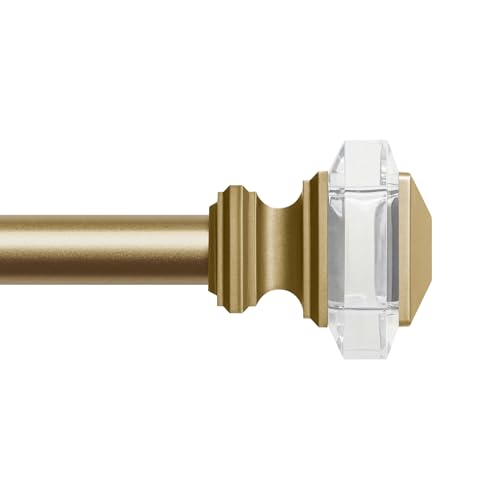 EXCLUSIVE HOME Prism 1" Curtain Rod and Coordinating Finial Set, Gold, Adjustable 36"-72"